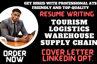 I will write logistics, warehouse, hospitality restaurant, business transport resume