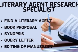 I will find a literary agent do synopsis query letter book proposal publishing