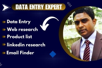 I will do data entry, typing job, web research, product list