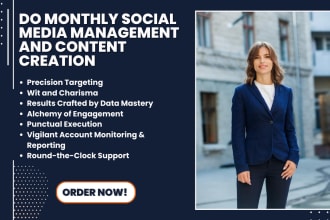 I will do monthly social media management and content creation