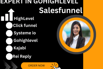 I will gohighlevel website landing page whitelabel sales funnel as gohighlevel expert