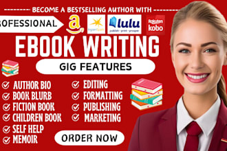I will craft author bio children ebook blurb edit fiction book writing self help memoir