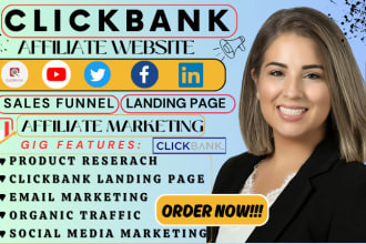 I will do clickbank affiliate website, affiliate marketing sales funnel landing page