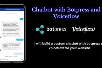 I will build a custom chatbot with botpress or voiceflow for your website