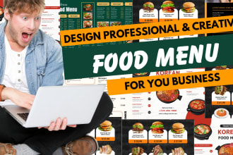 I will design professional and creative eye catching food menu