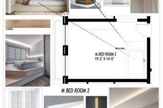 I will create interior mood board, 2d floor plan, or shopping list