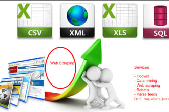 do web scraping, data mining, utilize soap, rest api to parse xml json rss feed