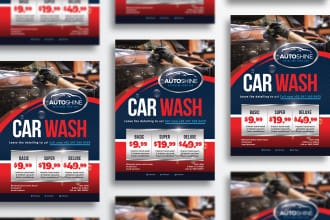 create professional and vibrant car wash and car detailing flyers posters