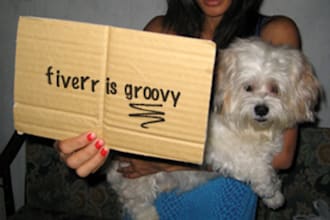 send you a photo with me, my dog, and your logo or message