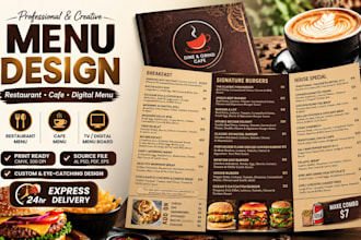 design modern restaurant menu, menu board, food flyer, digital menu