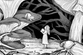 draw unique black and white illustration
