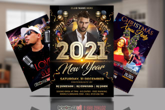 do christmas, party, music band, barbershop   beauty salon new year flyer