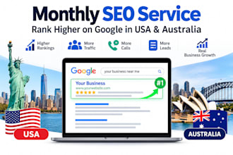 do complete monthly SEO service on google in australia, USA
