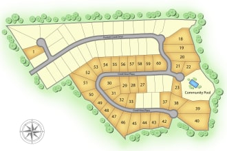 render and design 2d site plan, master plan, landscape plot plan illustration