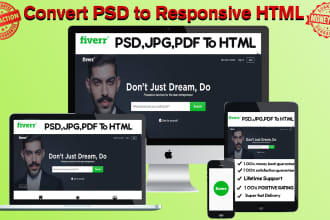 convert PSD to responsive HTML5 in 24 hours