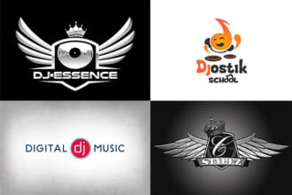 do music band typography dj logo and monogram initial text