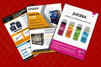 design product flyer, sell sheet, sale sheet