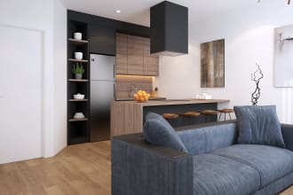 model render 3d kitchen remodel cabinet bath interior design 2d floorplan
