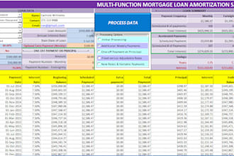 create a multi function mortgage loan amortization saver
