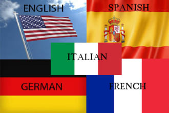 translate between english, french, italian, german, spanish and portuguese