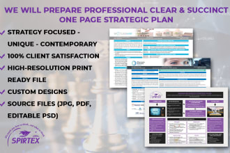 prepare a clear and concise 1 page strategic plan