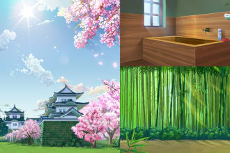 do anime bg, visual novel bg, 2d background for game