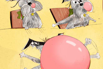 draw a children book illustration with funny animals