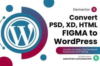 convert psd, xd, html and figma to wordpress using elementor pro