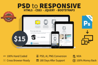 convert PSD to html5,css3 and bootstrap