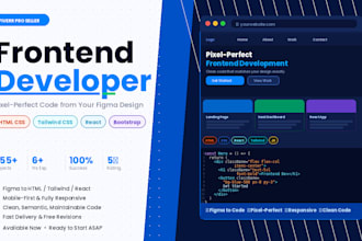 be your front end developer using HTML CSS react and tailwind css