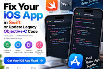 build or fix your ios app in swift, or update legacy objectivec code