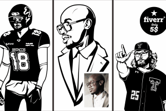 draw custom black and white vector art, silhouette, line art, stencil design