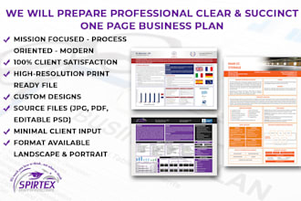 complete a 1 page business plan