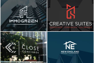 design a modern real estate logo with initials or symbols
