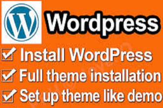install, setup wordpress with theme  demo content