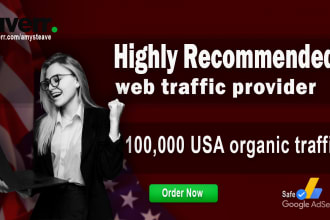 provide 100,000 USA keyword target,organic traffic,trackable with google adsense