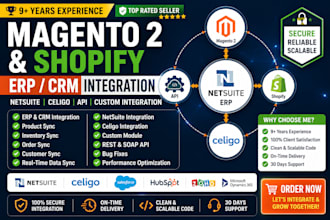 integrate magento 2 or shopify with netsuite, erp, CRM and apis