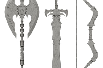 3d model props, objects or weapons
