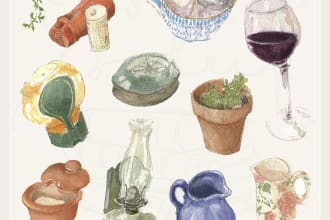 illustrate food, drinks and props