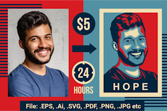 turn your photo into obama hope poster style for merch and gift