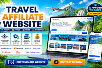 create travel affiliate website or travel agency website for passive income