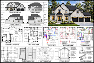 create 2d floor plans, architectural, structural and mep permit drawings