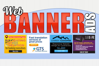 design 7 sizes google adwords web banner ads within 24h