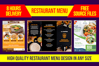 design restaurant menu, food menu or menu board design
