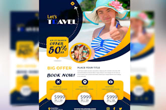 design creative tour, trip, holiday or travel flyer