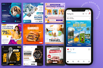 design instagram, facebook posts and stories