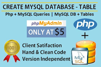 design and create mysql database tables for your project