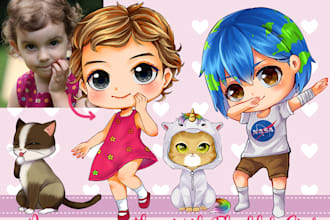 draw you for twitch or youtube avatar with this chibi style