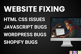 fix any html,css,javascript,shopify website bugs or errors
