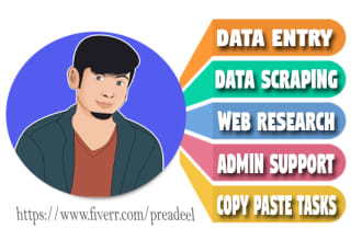do data entry, data collection, internet research and admin support
